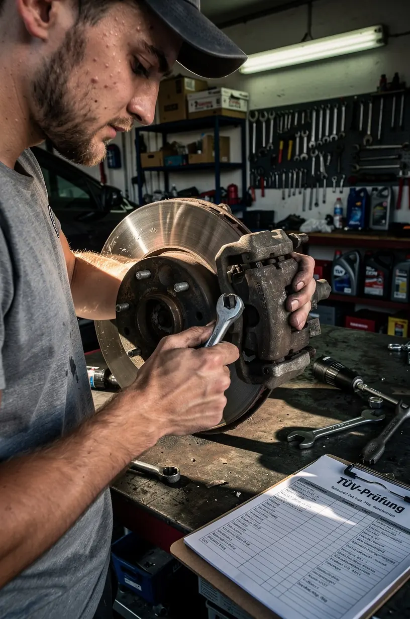 Checkliste mit wichtigen Punkten zur Vorbereitung auf die TÜV-Prüfung auf Schreibtisch